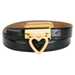 1990s Moschino Black Belt With Heart