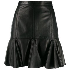 1990s Moschino Black Leather Skirt