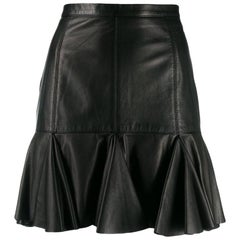 1990s Moschino Black Leather Skirt