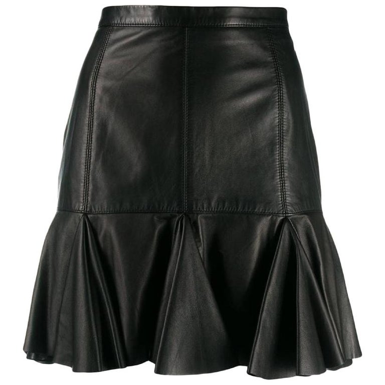 1990s Moschino Black Leather Skirt at 1stDibs