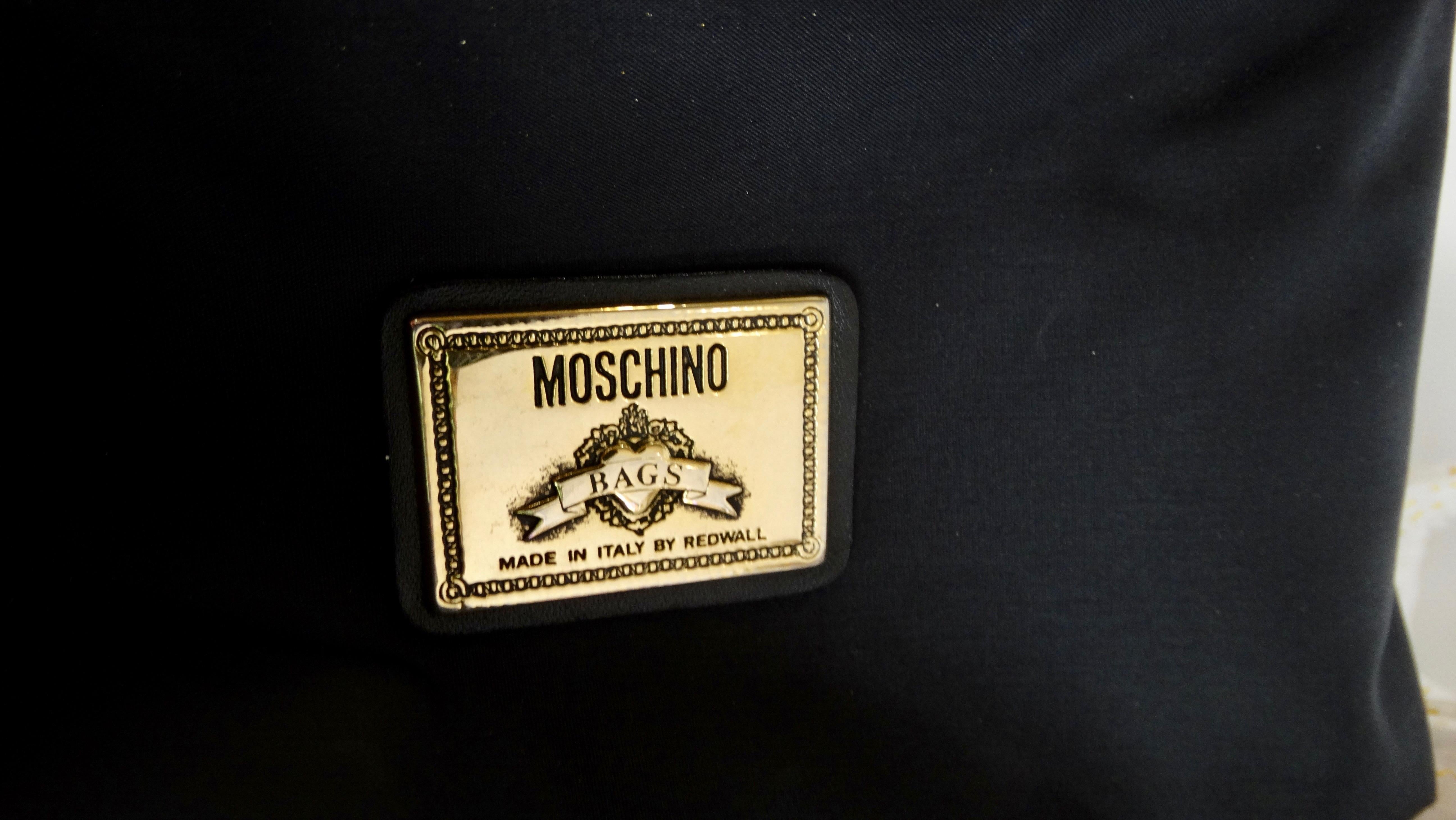 Moschino 1990s Black Nylon Mini Drawstring Backpack 1