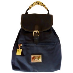 Vintage Moschino 1990s Black Nylon Mini Drawstring Backpack