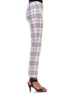 1990S MOSCHINO Black & White Cotton Romantic Typography Newsprint Plaid Pants