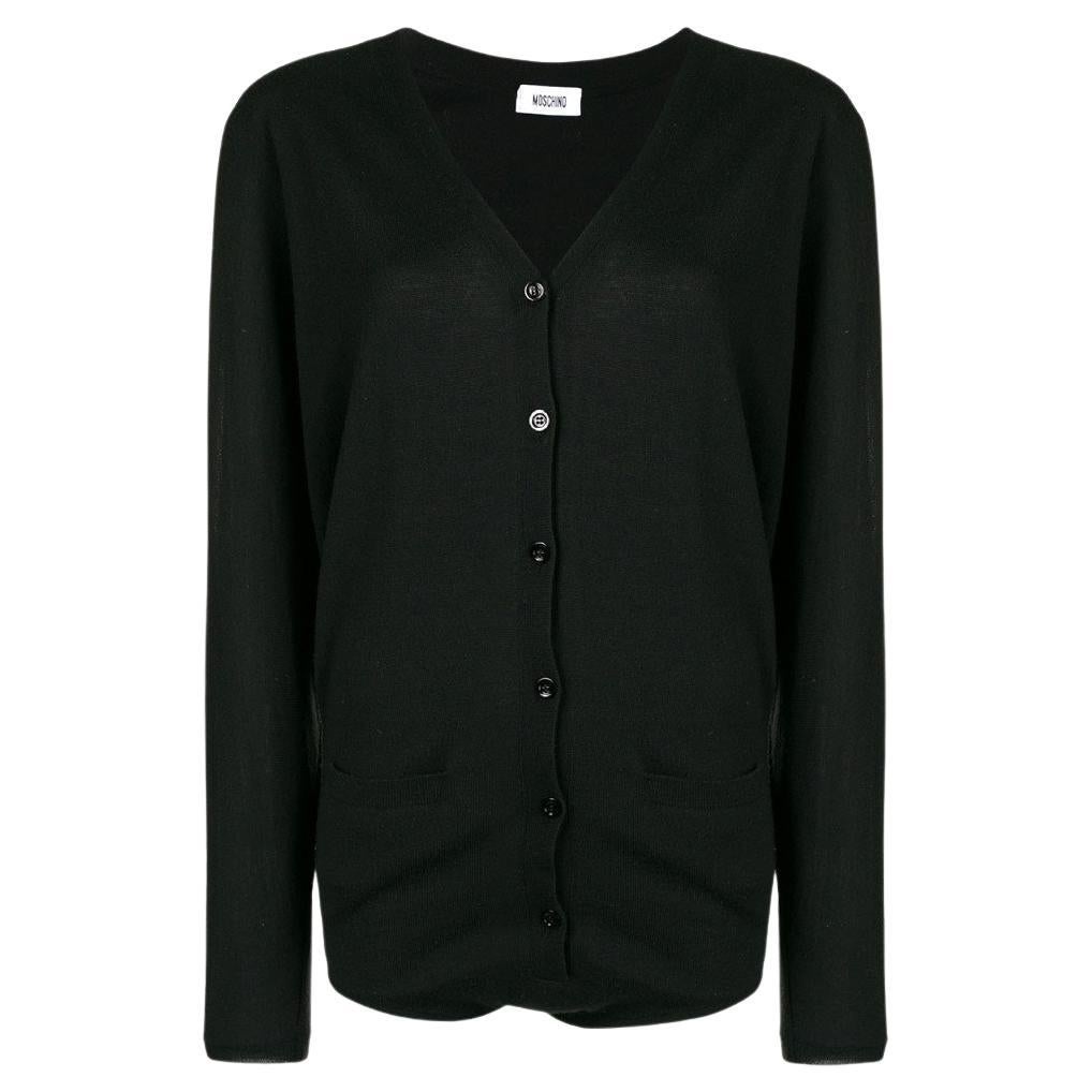 1990s Moschino Black Wool Cardigan-Body