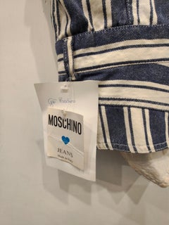 1990s Moschino blue and white stripes cotton size 44 vest
