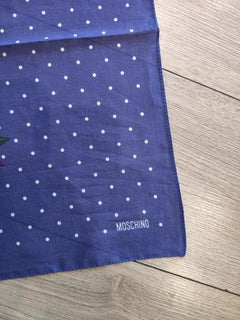Sciarpa vintage anni '90 di Moschino in cotone blu, accessorio moda unisex