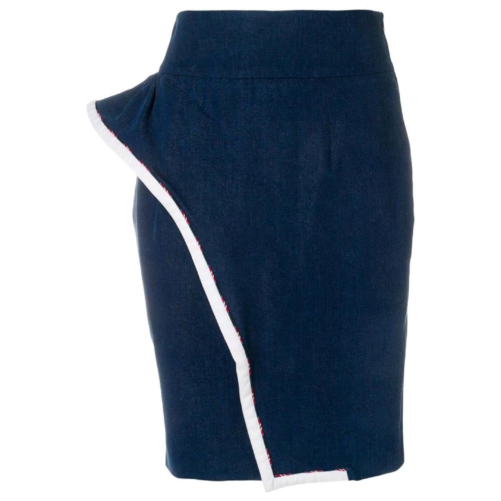 1990s Moschino Blue Pencil Skirt
