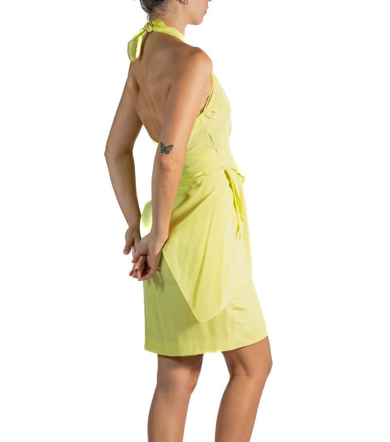 Women's 1990S Moschino Bright Lime Green Rayon & Silk Cocktail Dress For Sale