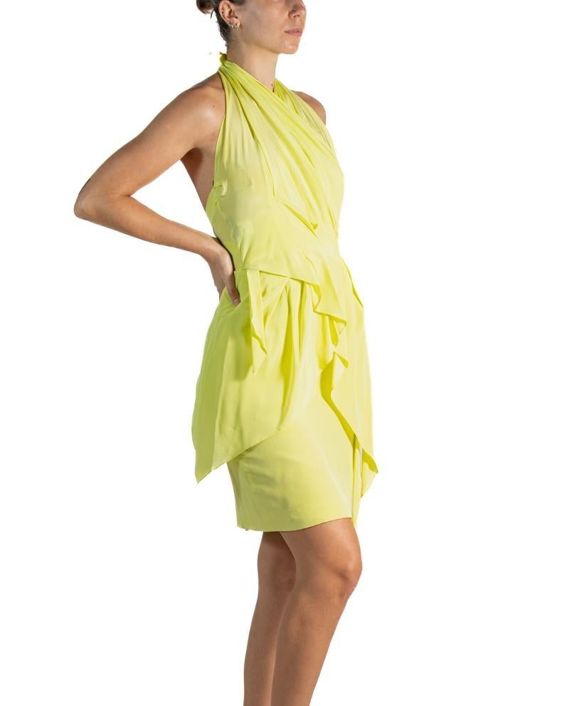 1990S Moschino Bright Lime Green Rayon & Silk Cocktail Dress For Sale 2