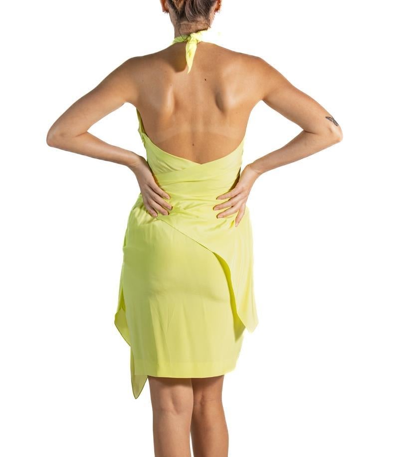 1990S Moschino Bright Lime Green Rayon & Silk Cocktail Dress For Sale 3
