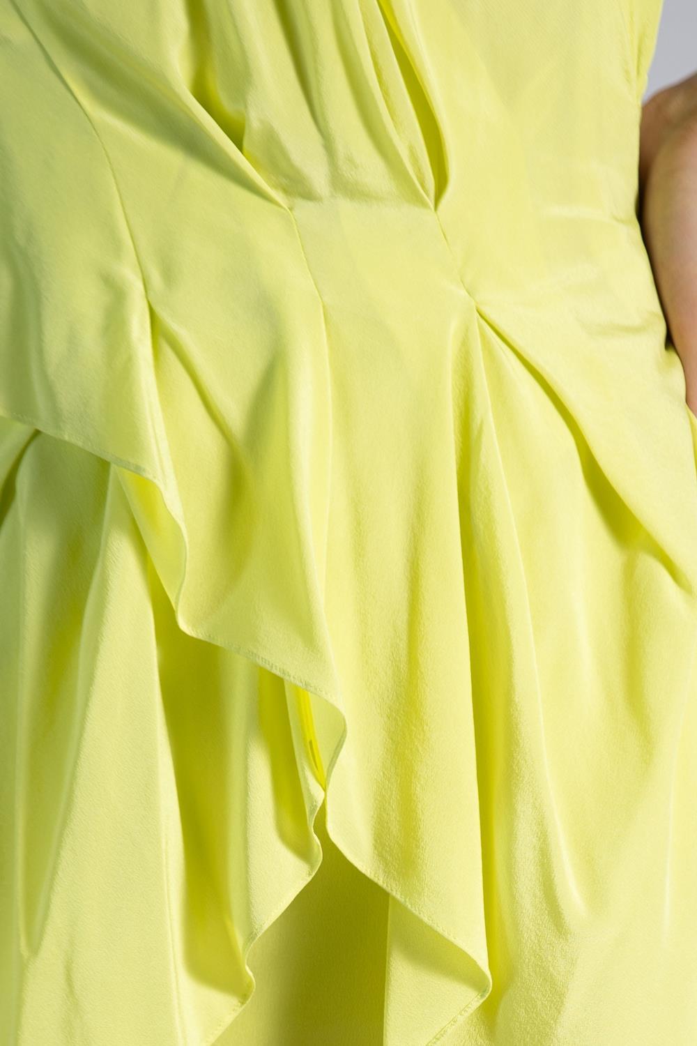 1990S Moschino Bright Lime Green Rayon & Silk Cocktail Dress For Sale 5