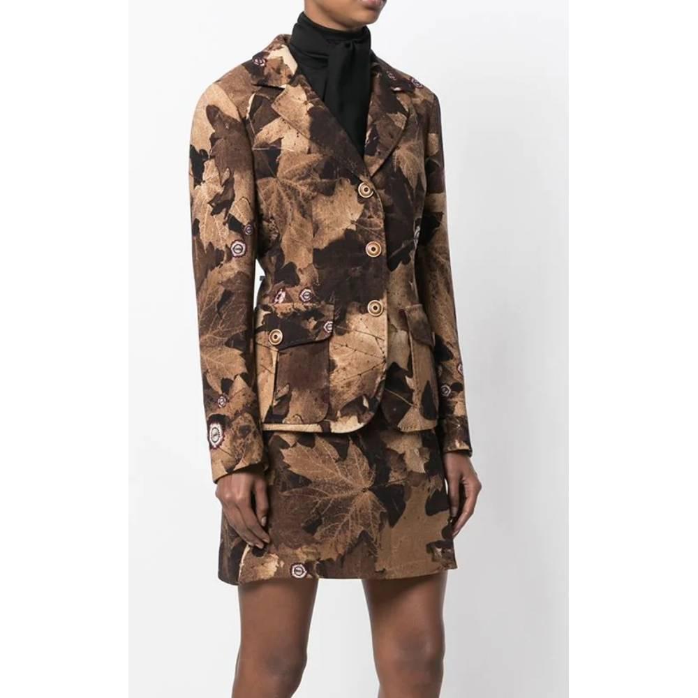 Black 1990s Moschino Brown Floral Pattern Suit