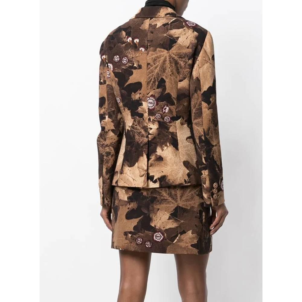 1990s Moschino Brown Floral Pattern Suit In Excellent Condition In Lugo (RA), IT