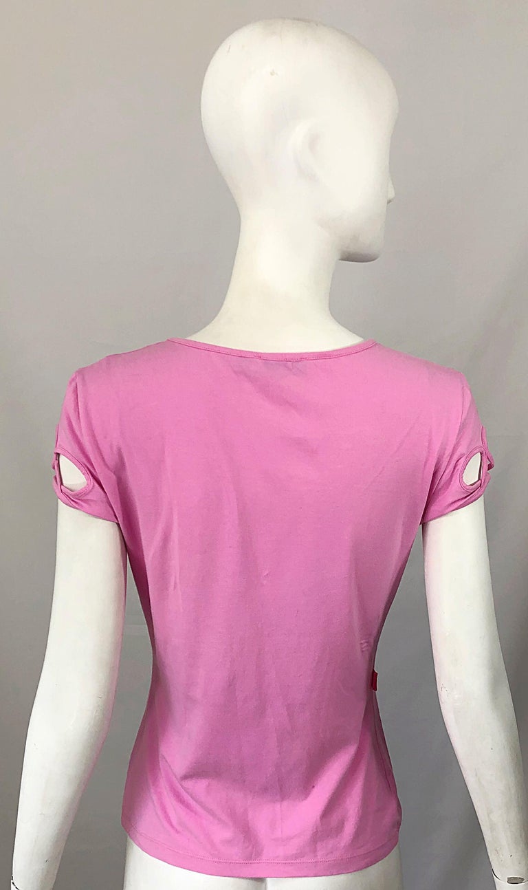 1990s Moschino Bubblegum Pink Size 12 Cut - Out Vintage 90s Shirt / Top ...