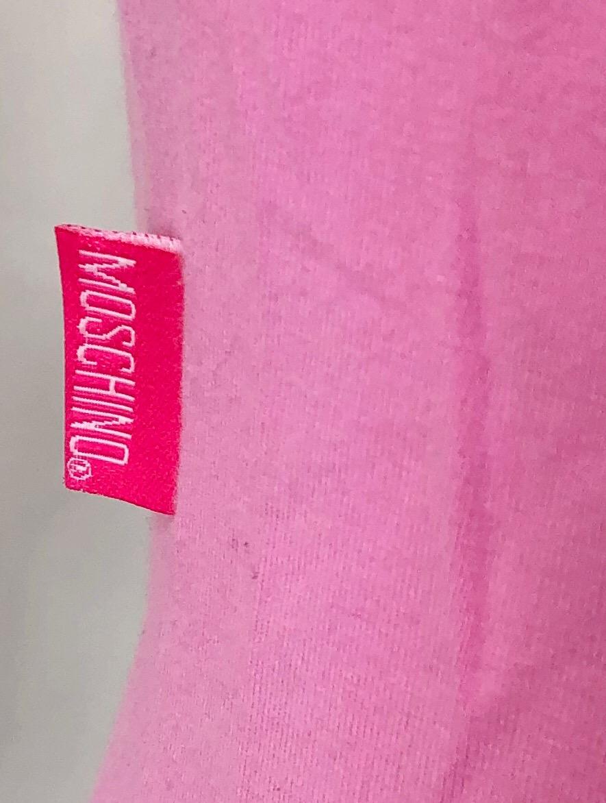 Women's 1990s Moschino Bubblegum Pink Size 12 Cut - Out Vintage 90s Shirt / Top / Blouse
