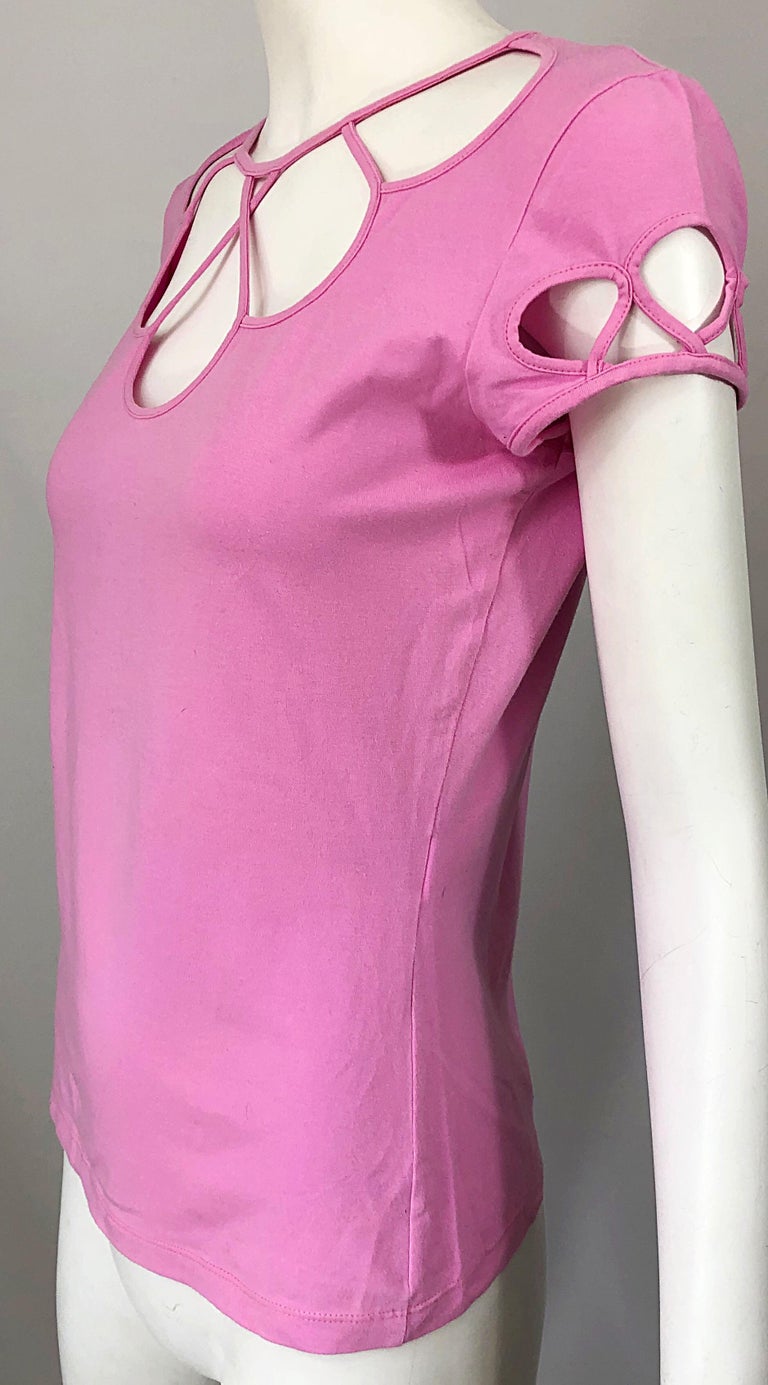 1990s Moschino Bubblegum Pink Size 12 Cut - Out Vintage 90s Shirt / Top ...