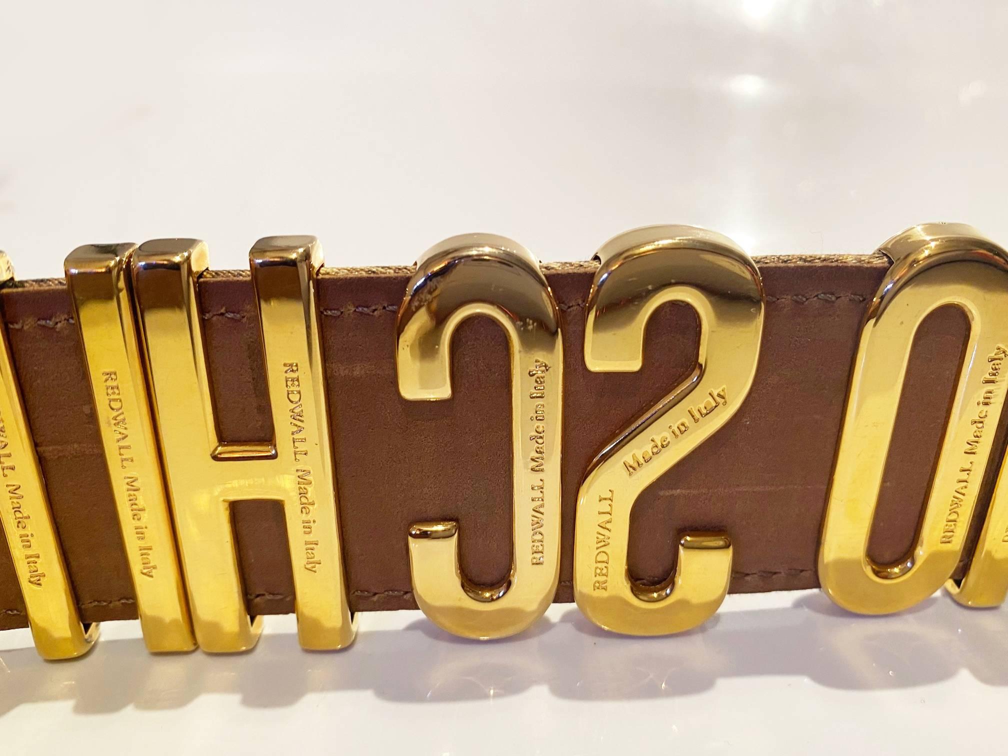 1980s Moschino by Redwall Logo Lettering Animal Print Belt  In Good Condition For Sale In London, GB