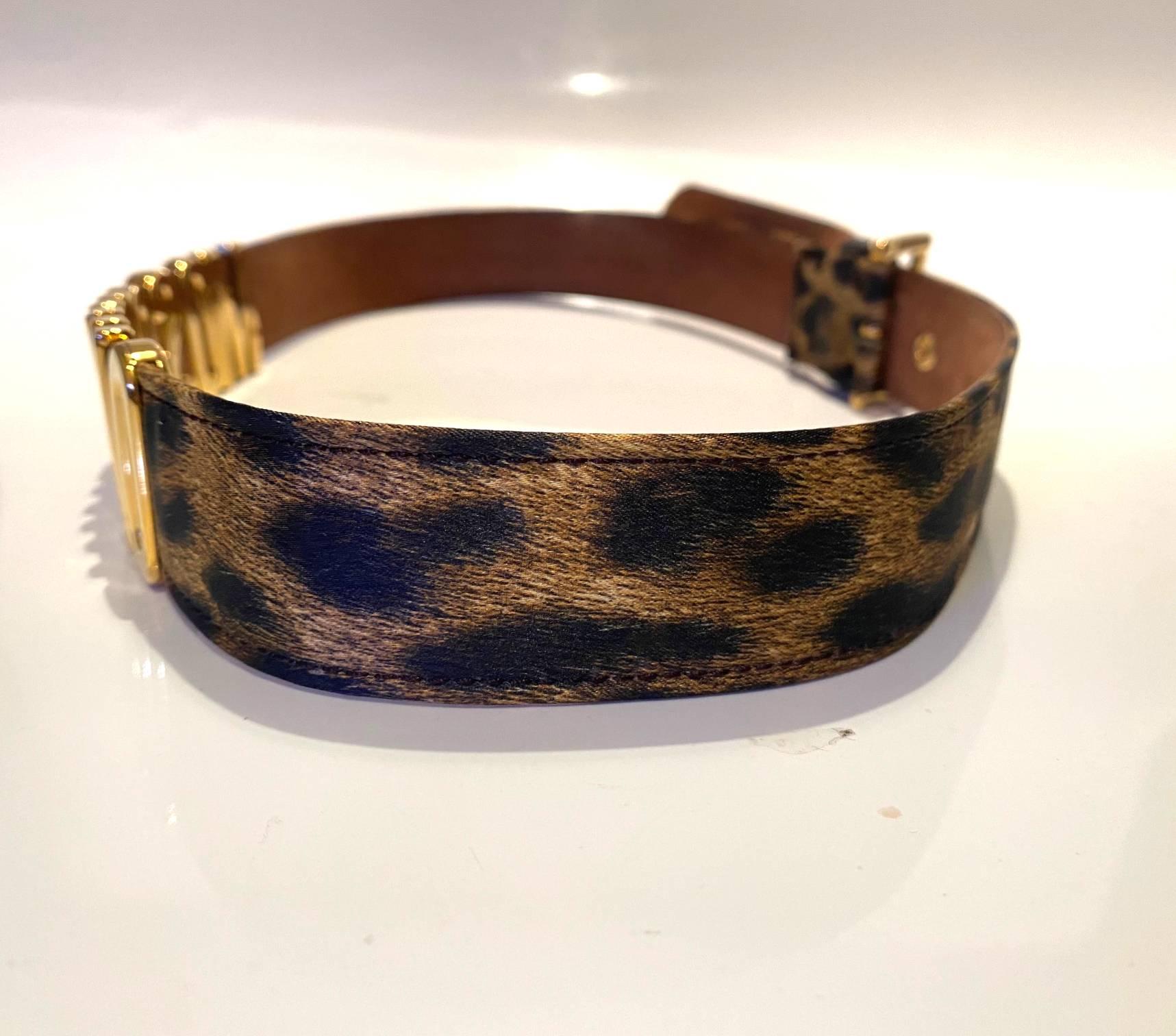 Women's or Men's 1980s Moschino by Redwall Logo Lettering Animal Print Belt  For Sale