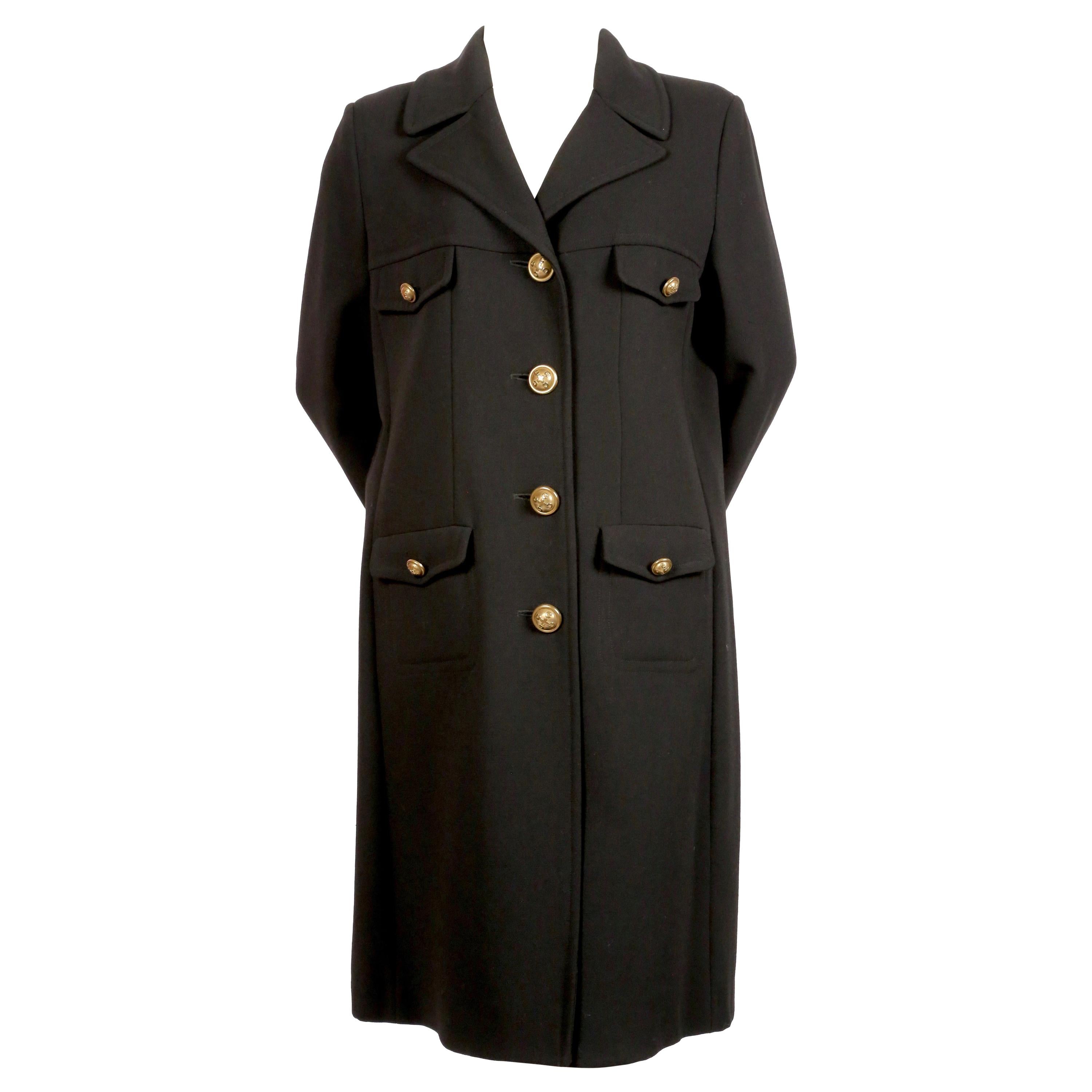 Manteau militaire MOSCHINO Cheap and Chic en laine noire (années 1990) en vente