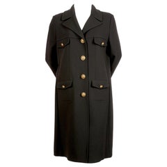 Retro 1990's MOSCHINO Cheap and Chic black wool military coat 