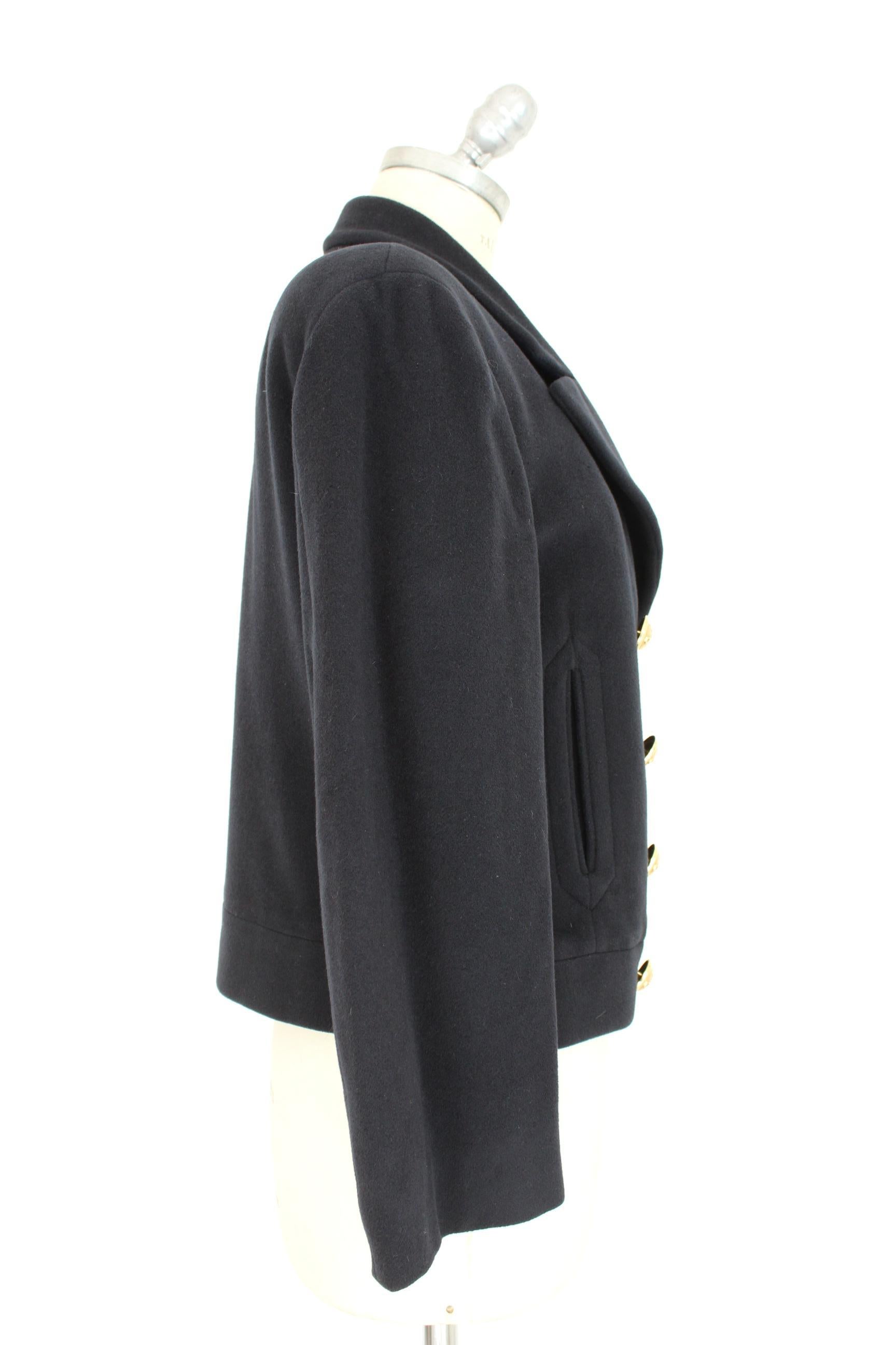 Black Moschino Cheap And Chic Blue Wool Short Double-Breasted Jacket 1990s
