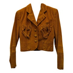 1990s Moschino Cheap and Chic Brown suede hearts jacket size S