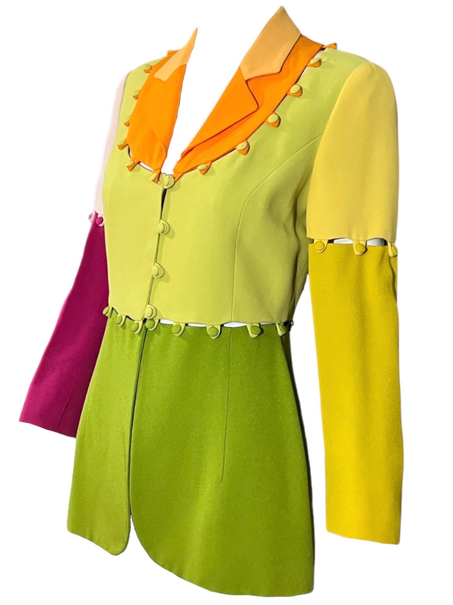 1990's Moschino Cheap and Chic Color Block Puzzle Jacket The Nanny In Excellent Condition For Sale In Concord, NC