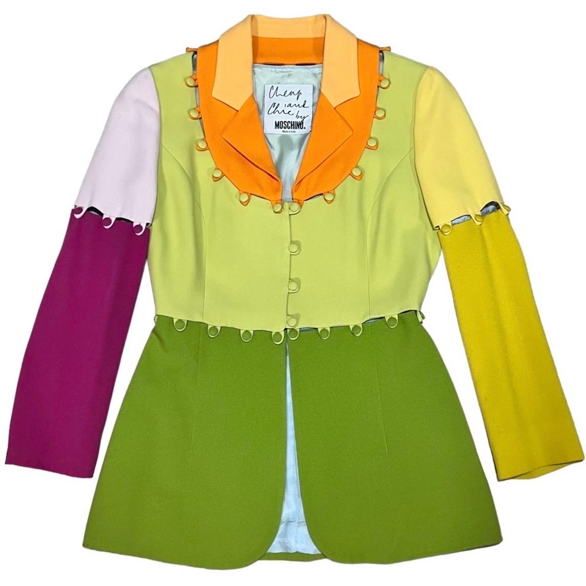 1990er Moschino Cheap and Chic Farbblock- Puzzle-Jacke The Nanny im Angebot 2