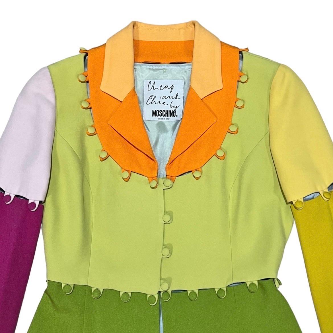 1990er Moschino Cheap and Chic Farbblock- Puzzle-Jacke The Nanny im Angebot 3