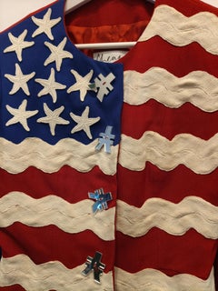 1990 Moschino Cheap and Chic Iconic U.S.A flag veste en rayonne taille 40