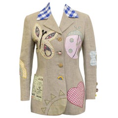 1990s Moschino Cheap and Chic Linen Patch Blazer