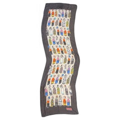 1990s Moschino Cheap and Chic Olive Oyl Popeye Novelty Print Silk Chiffon Scarf