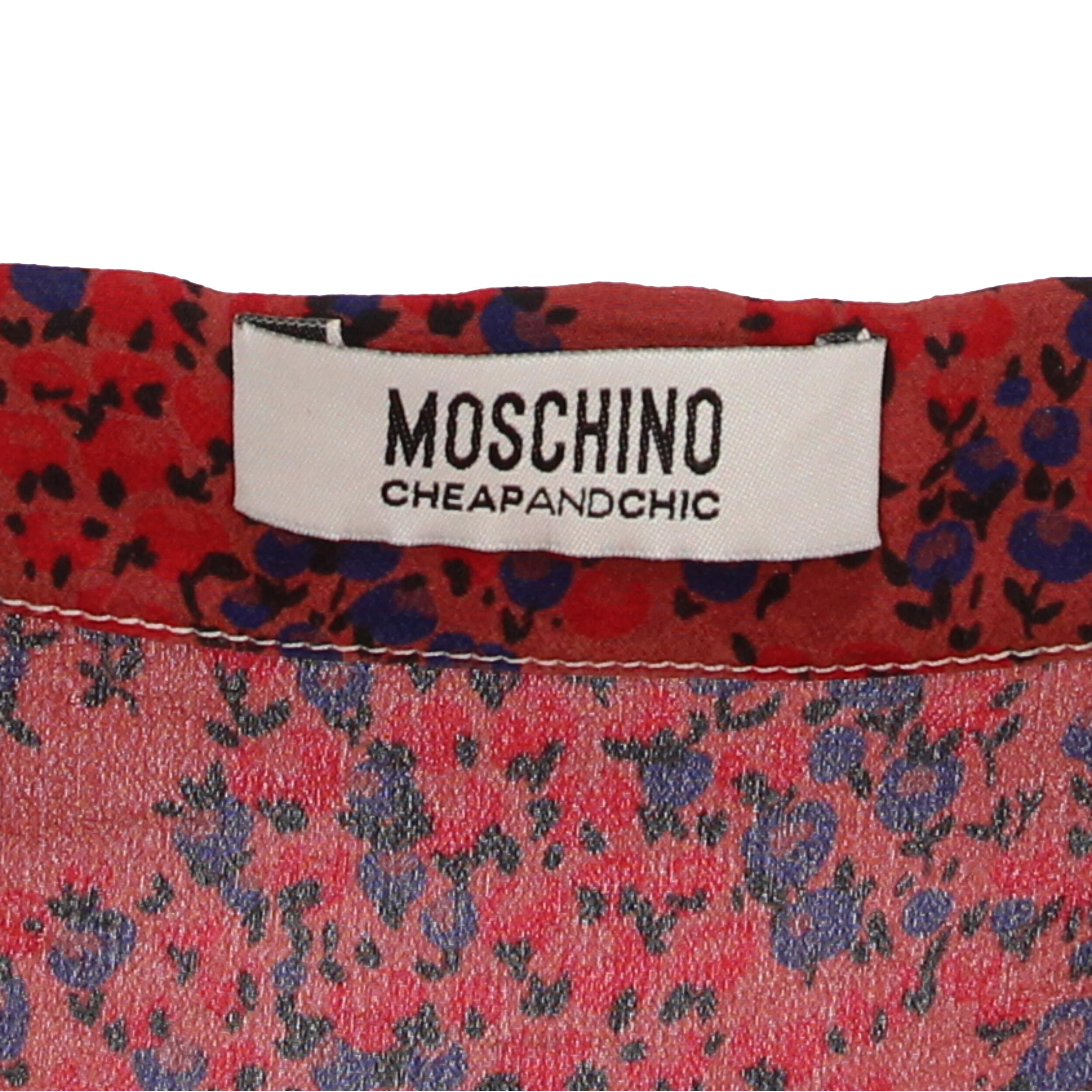 Men's 1990s Moschino Cheap and Chic Vintage red silk with floral print blouse