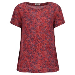 1990s Moschino Cheap and Chic Vintage red silk with floral print blouse