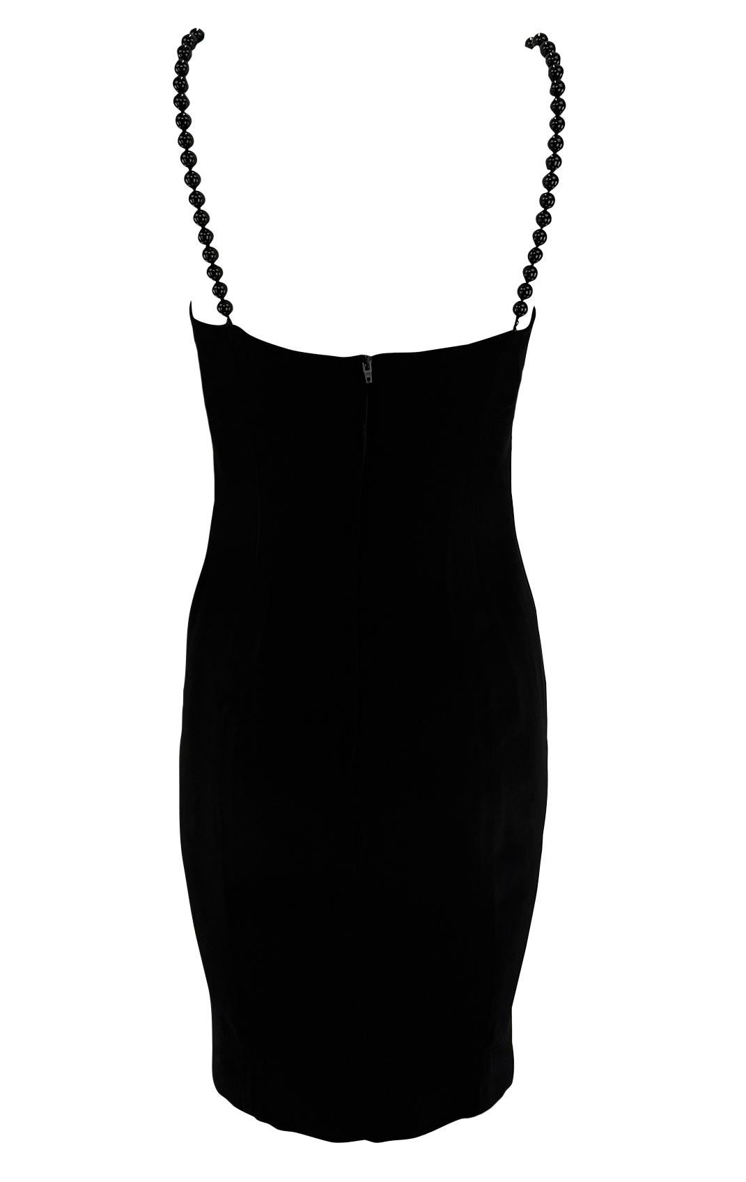 Women's 1990s Moschino Cheap & Chic Bauble Beaded Black Slip Dress For Sale