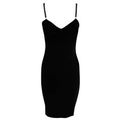 1990s Moschino Cheap & Chic Bauble Beaded Black Slip Dress
