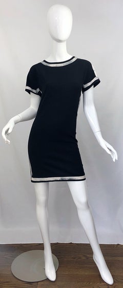 2000s Moschino Cheap & Chic Black and White Size 6 8 Hand Painted Vintage Dress