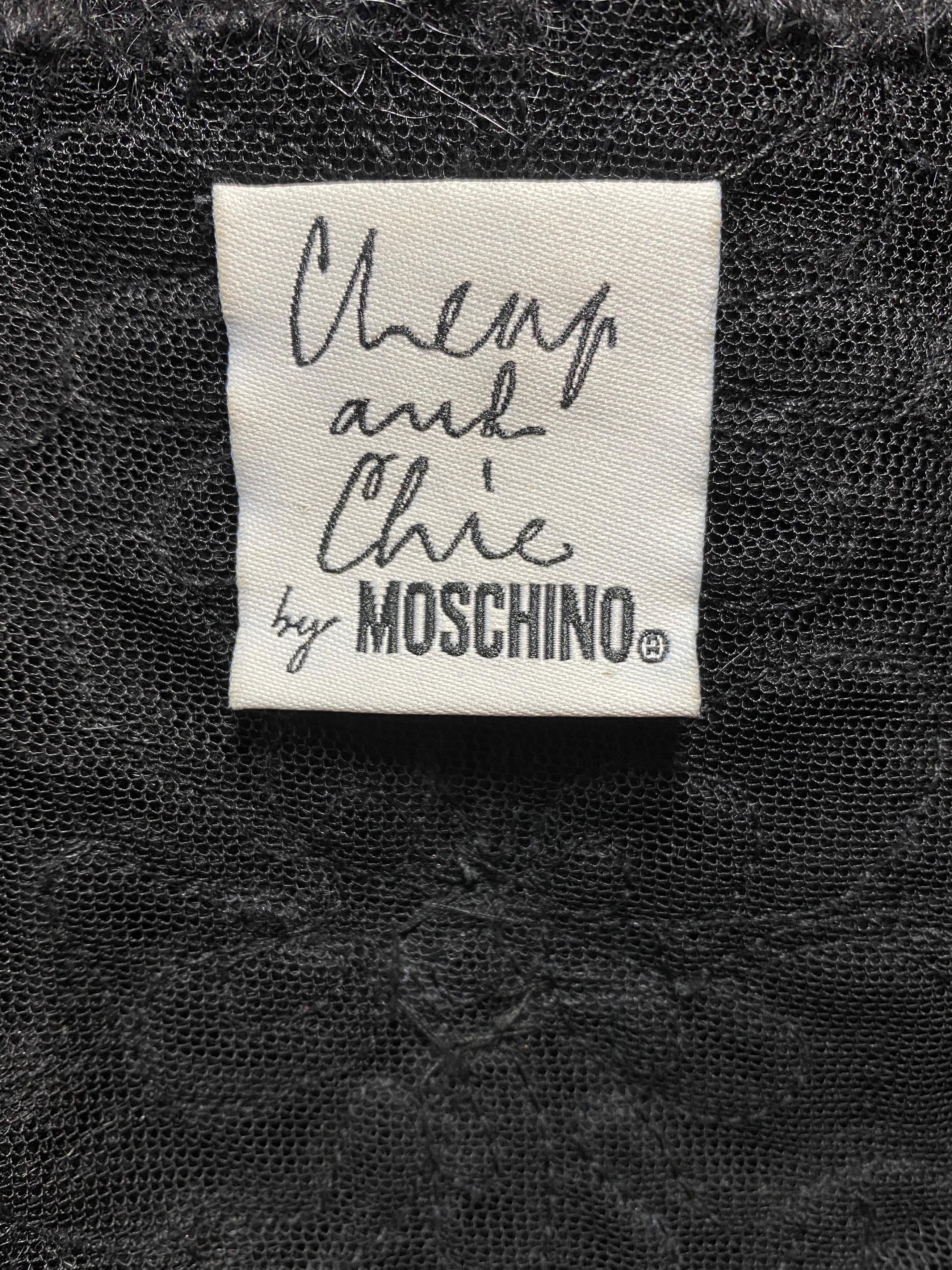 1990 Moschino Cheap and Chic Vestido negro con textura de cuentas en venta 1