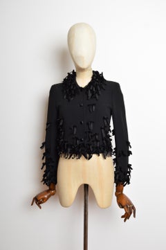 1990’s Moschino Cheap & Chic Black Velvet Bow Embellished Crop Jacket