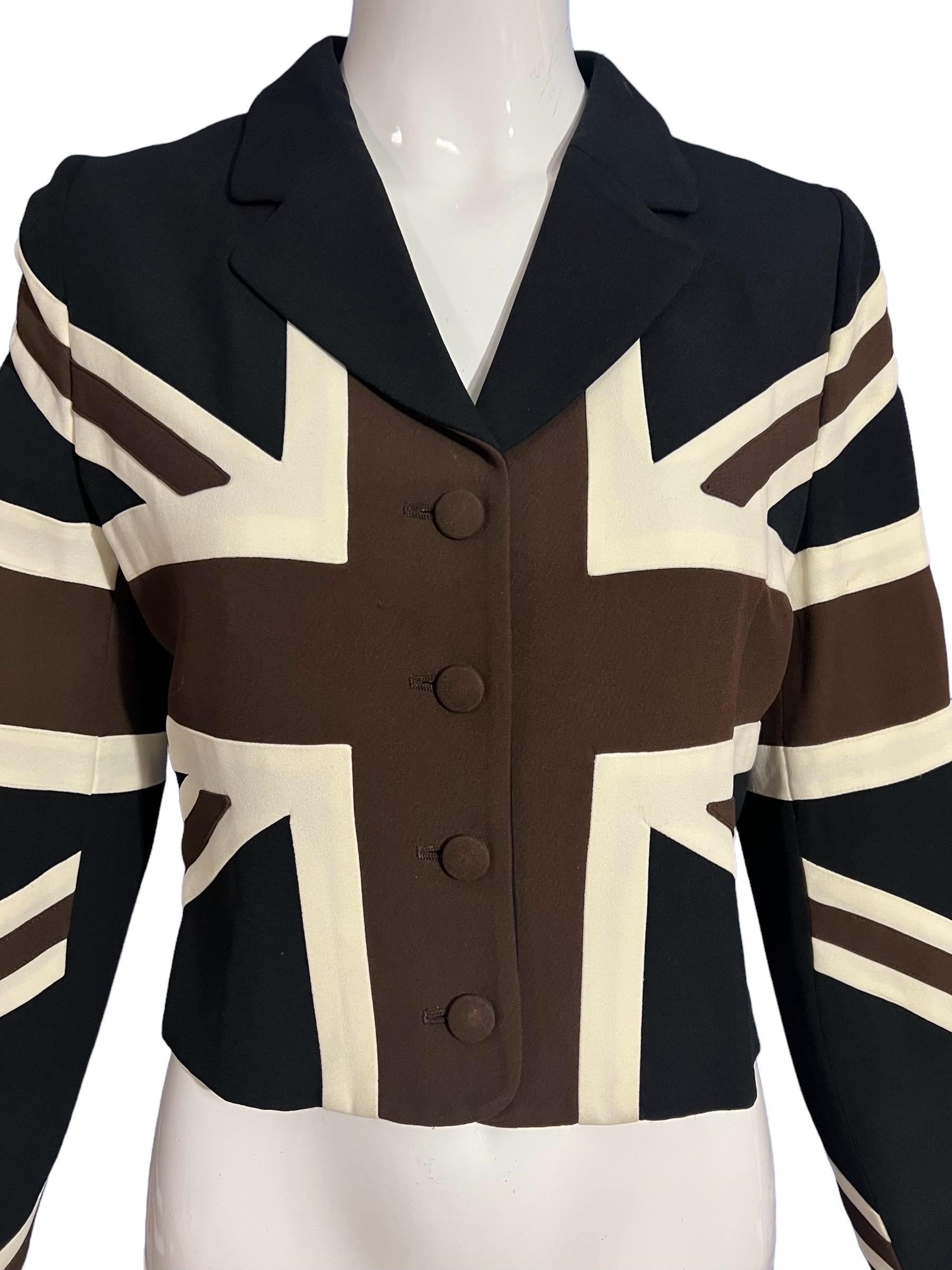 Women's 1990’s Moschino Cheap & Chic British Flag Cropped Jacket For Sale