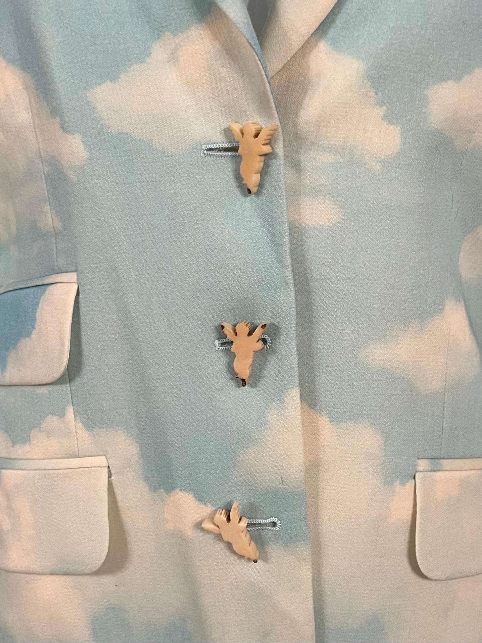 1990’s Moschino Cheap & Chic Cloud Sky Printed Blazer For Sale 2