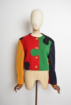 1990’s Moschino Cheap & Chic Colourful Jigsaw Puzzle Crop Jacket