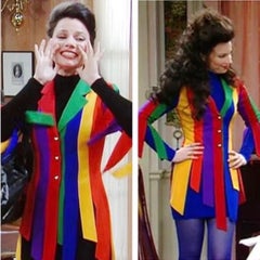 1990's Moschino Cheap and Chic Rainbow Car Wash Fringe Jacket