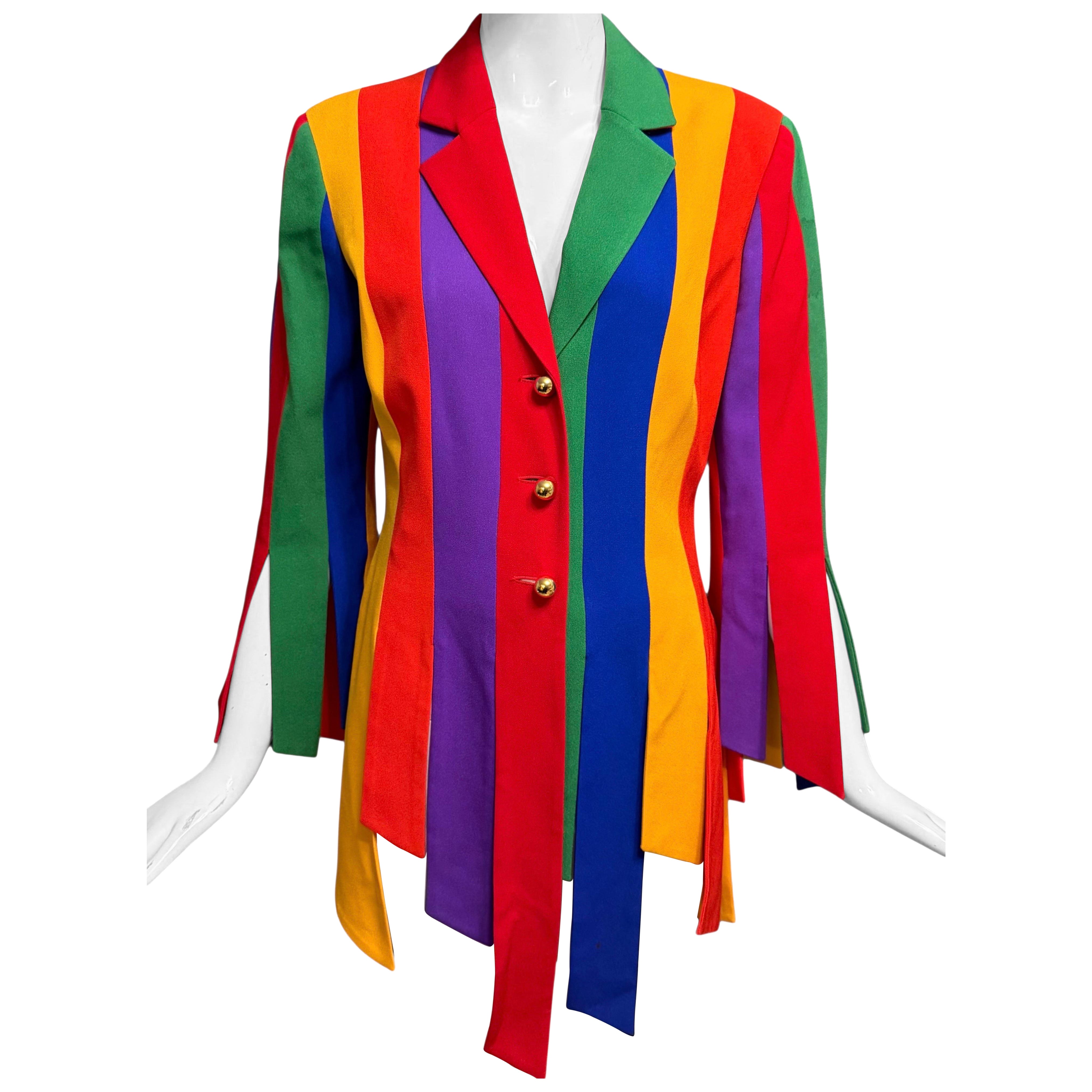 1990’s Moschino Cheap & Chic Rainbow Car Wash Fringe Jacket