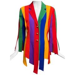 1990's Moschino Cheap and Chic Rainbow Car Wash Fringe Jacket