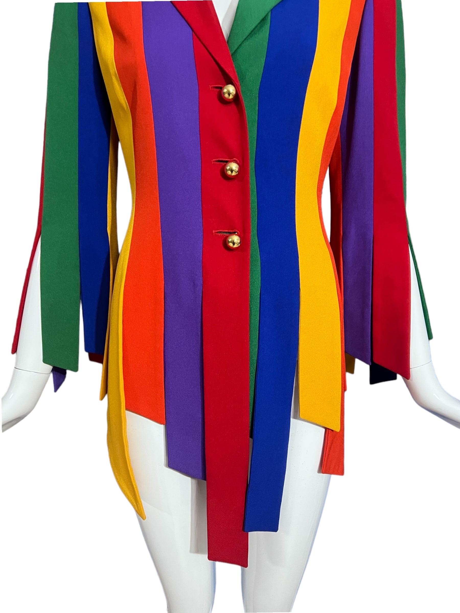 1990's Moschino Cheap & Chic Rainbow Car Wash Fringe Jacket The Nanny 5