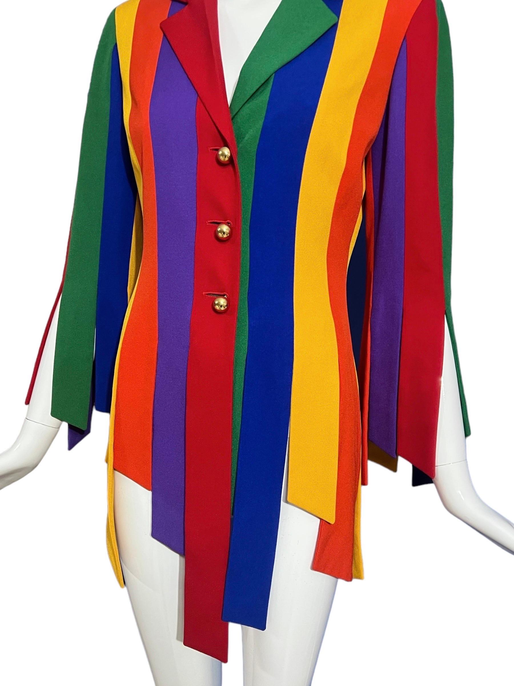 1990's Moschino Cheap & Chic Rainbow Car Wash Fringe Jacket The Nanny 6