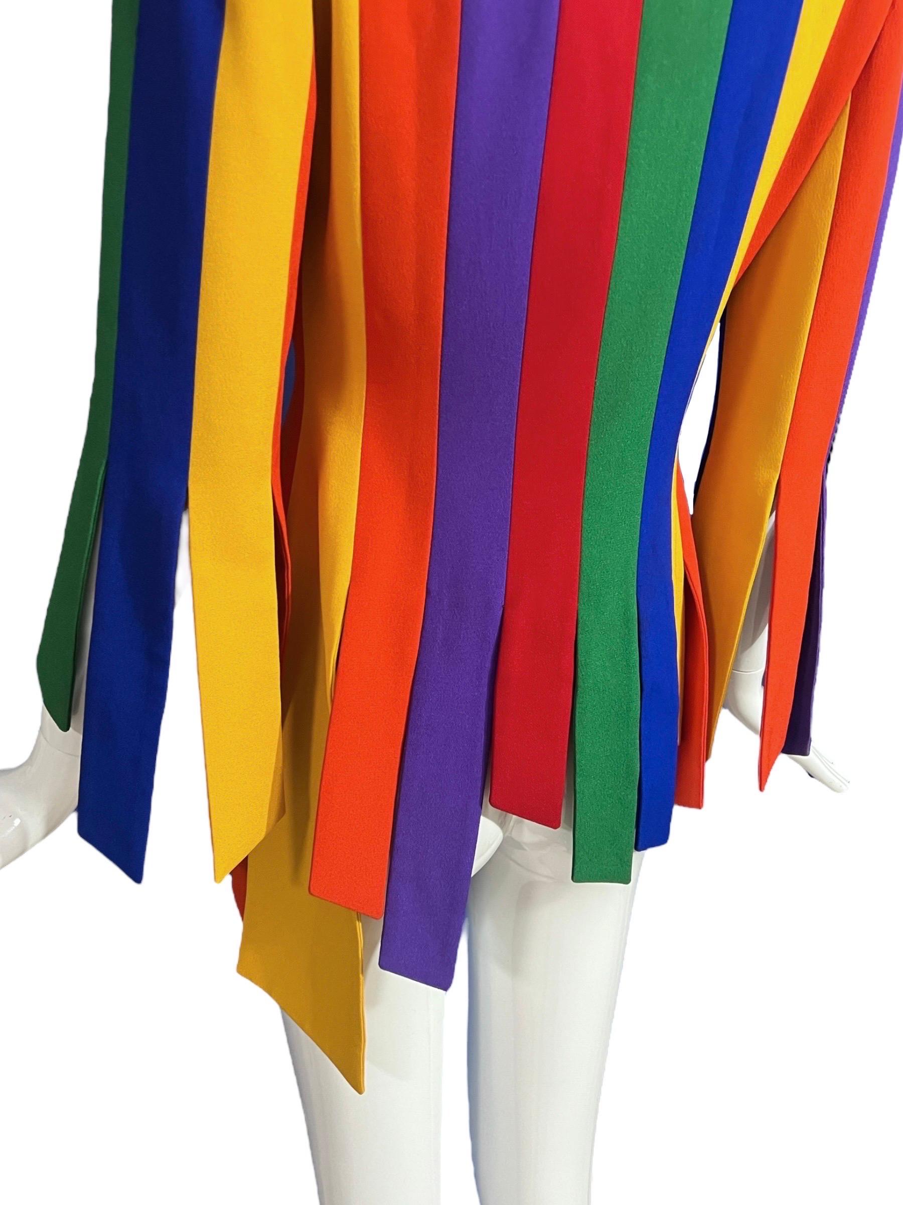 1990's Moschino Cheap & Chic Rainbow Car Wash Fringe Jacket The Nanny 7