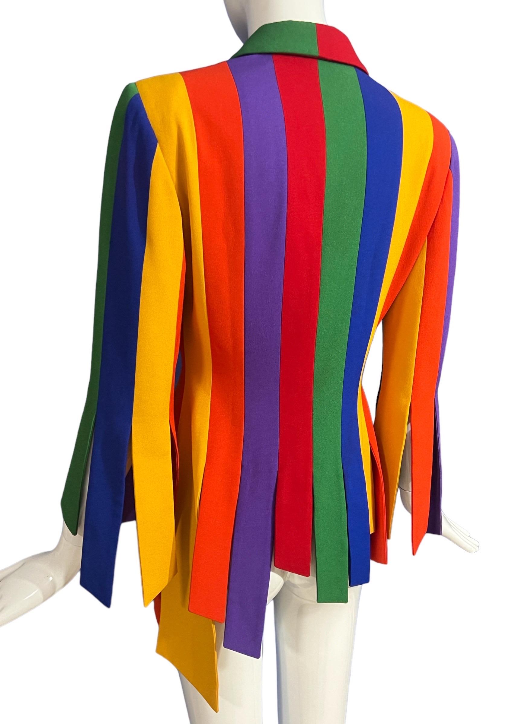 Women's 1990's Moschino Cheap & Chic Rainbow Car Wash Fringe Jacket The Nanny