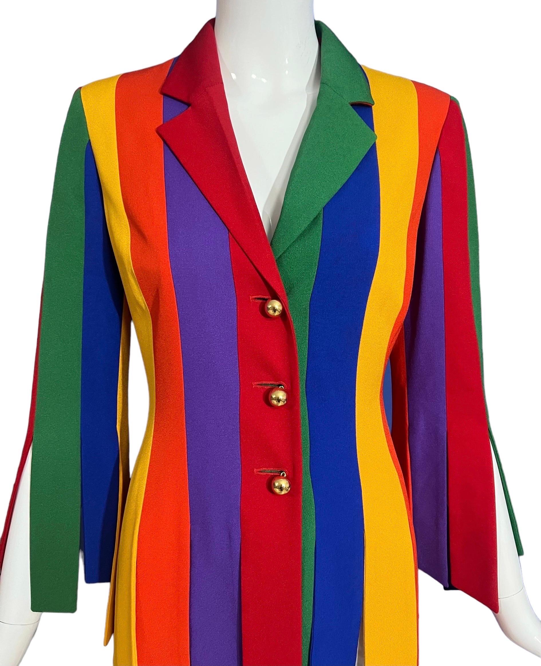 1990's Moschino Cheap & Chic Rainbow Car Wash Fringe Jacket The Nanny 2